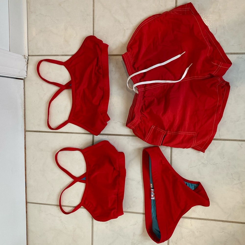 Real authentic lifeguard red swim bikini set